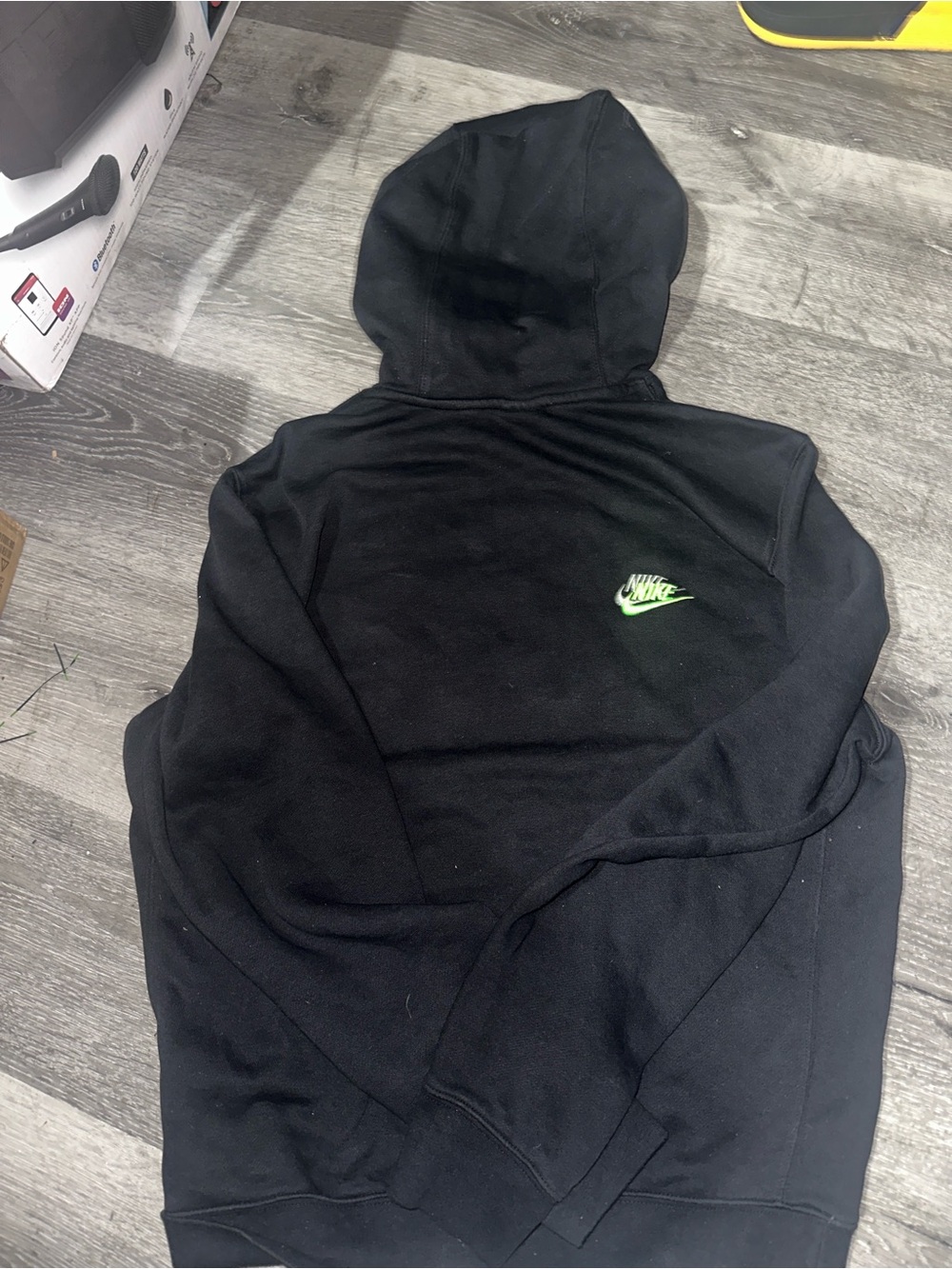 Nike Black Hoodie with Neon Green Logos - Picture 7 of 8